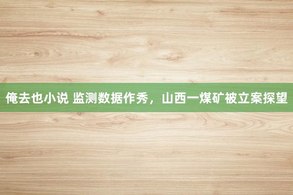 俺去也小说 监测数据作秀，山西一煤矿被立案探望