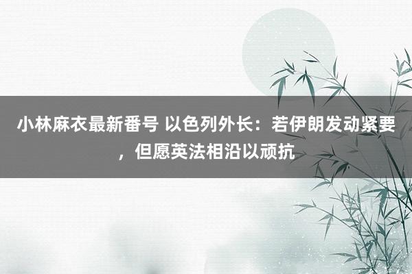 小林麻衣最新番号 以色列外长：若伊朗发动紧要，但愿英法相沿以顽抗