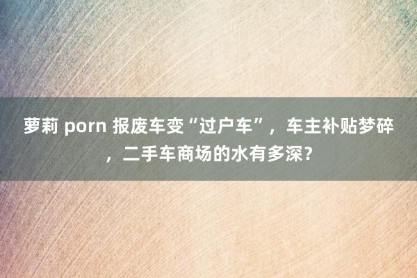 萝莉 porn 报废车变“过户车”，车主补贴梦碎，二手车商场的水有多深？